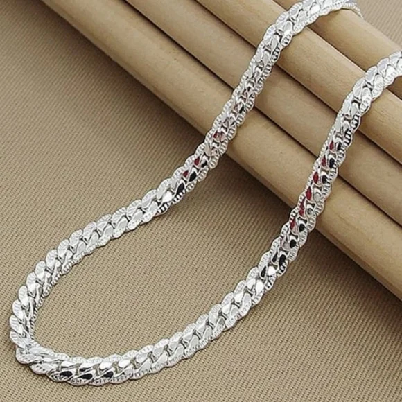 NEW UNISEX MEN WOMEN S925 STERLING SILVER CHAIN CHOKER 5MM NECKLACE - Picture 2 of 5